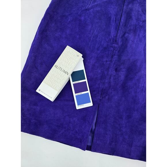 Global Identity Vintage Royal Purple Suede Leather Pencil Skirt - Picture 5 of 5